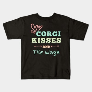 Love Letters in Paws: Corgi Typography Delight for Valentine's Day Kids T-Shirt